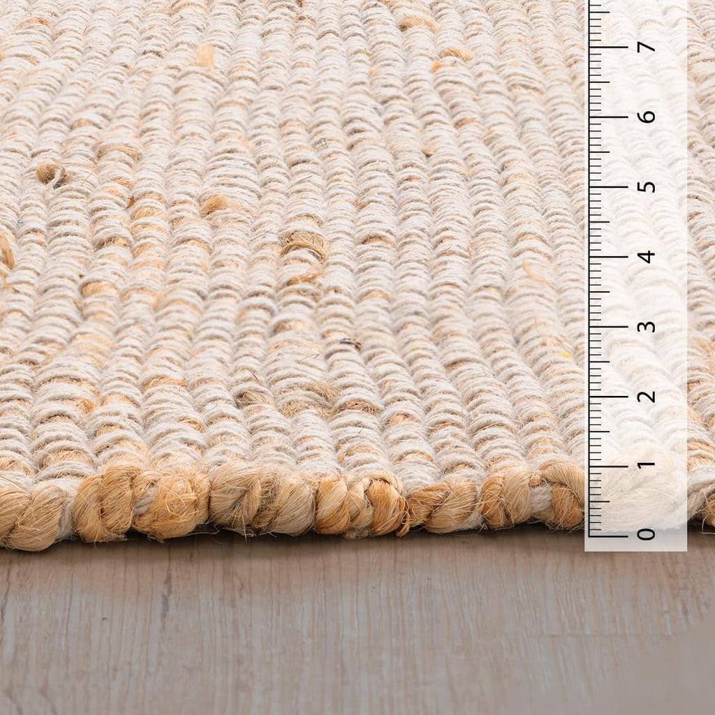 Natural Reversible Handwoven Boho Farmhouse Jute Cotton Area Rug