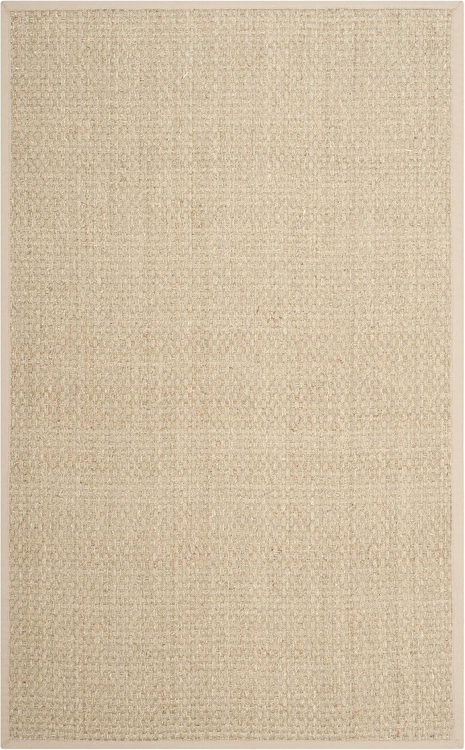 Natural Beige Bordered Basketweave Seagrass Indoor Area Rug
