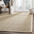 Natural Beige Bordered Basketweave Seagrass Indoor Area Rug